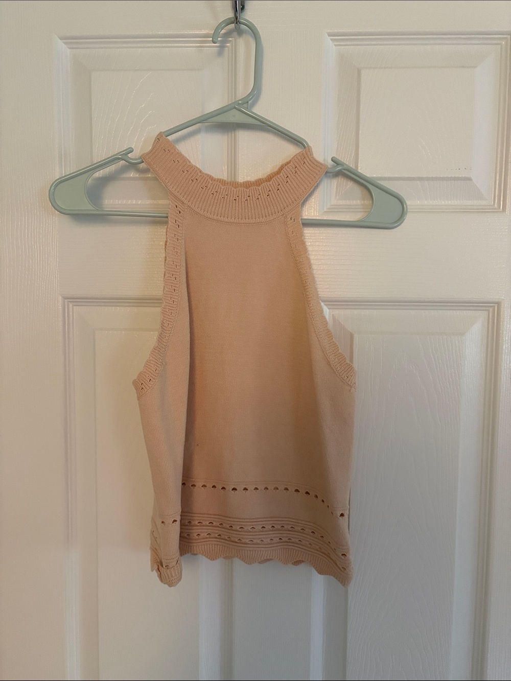 Sleeveless Knit Halter Top in Beige